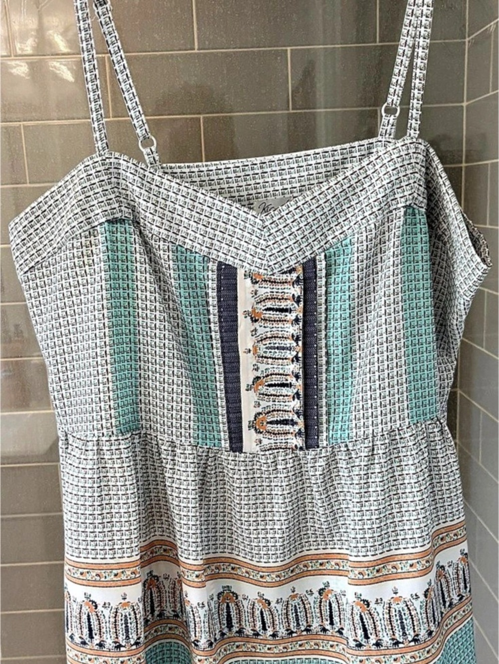 Kismet Printed Blue & White Tank Top